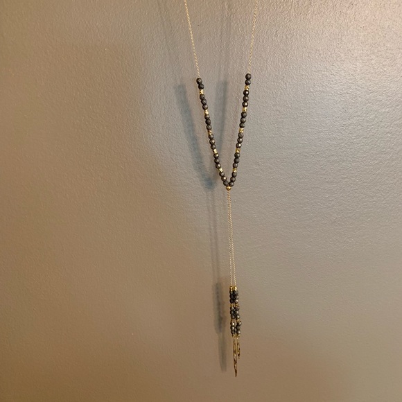 Gorjana Jewelry - Gorjana Power Bead Y-Necklace in Pyrite and Gold